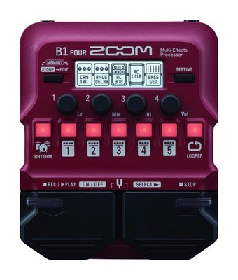 Zoom B1 FOUR Bass Multi-Effects Processor Pedal, With 60+ Built-in