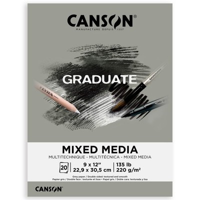 Canson Graduate Toned Mixed Media Pad Grey 9x12-20 sheets