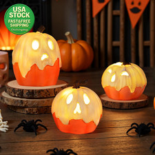 Light up Ghost Pumpkin Decorations Set of 3 LED Halloween Indoor Decor