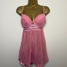 Daisy Fuentes Y2K Size L Babydoll Vintage Pink Lace Lingerie Cami