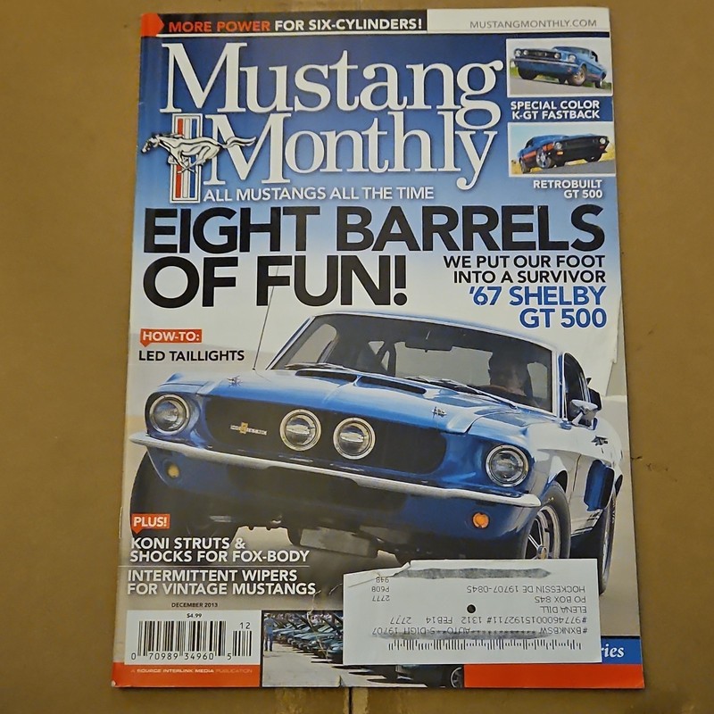 Mustang Monthly December 2013 Eight Barrels of Fun '67 Shelby GT 500 Illus Eng