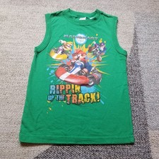Vintage Mario Kart Wii Tank Top Boys Size 7 Green Nintendo Wario Waluigi Y2K