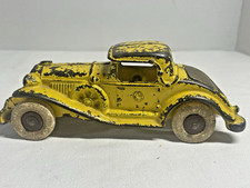 Vintage AC Williams REO Cast Iron Yellow Coupe CI Toy Car OA-76 W/Rubber Wheels