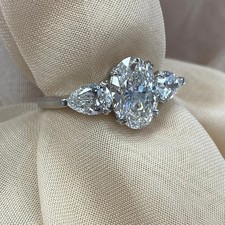 IGI Certified Natural Diamond Engagement Ring 950 Platinum 3.00 Ct Oval Cut
