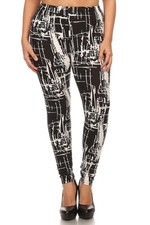 Buttery Smooth Splattered Lines Extra Plus Size Leggings - 3X-5X