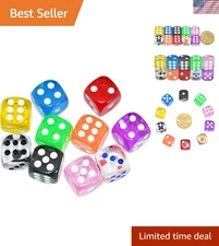 Colorful Set of 10 Transparent 16mm D6 Dice – Ideal for Math and Tabletop Gaming