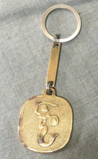 Vintage Key Ring Brass Fob Warszawa Syrenka - The Mermaid Protector Of Warsaw