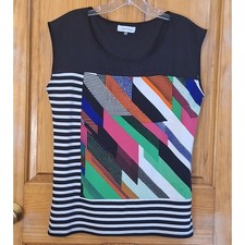 Calvin Klein Shirt Women's Medium Sleeveless 80s Colorful Fun Geometric Colorful