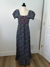 Vtg Montgomery Ward 70s Blue Floral Prairie Peasant Dress Sz M 14/16