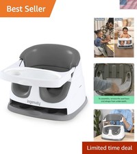 Baby Base 2-in-1 Booster Feeding and Floor Seat with Self-Storing Tray - Slate