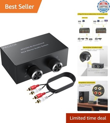Bi-Directional RCA Audio Switcher with 4 Ports & Mute - Effortless Audio Routing