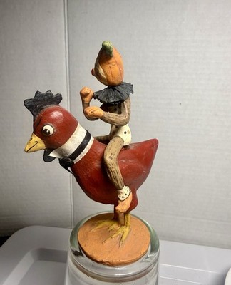 Bethany Lowe Designs Allen Cunningham Halloween Rare Jester On Chicken Figurine