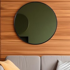 Black Round Mirror - 60x60 cm Circle Wall Mirror with Metal Frame for Bathroom,