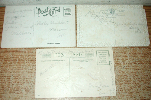 LOT OF 34 ANTIQUE EMBOSSED EASTER GREETINGS POSTCARDS FROM THE 1910S - Afbeelding 3 van 21