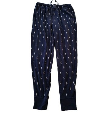 Ralph Lauren Pajama Pants LG Navy All Over Pony Preppy Stretch Comfort 