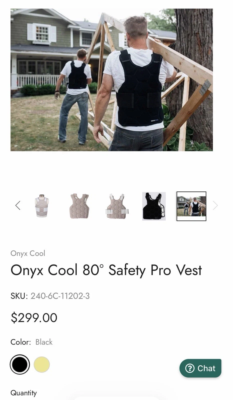 Onyx Cool 80° Safety Pro Vest One Size Adjustable On-Demand Cooling Black (E15) image 2