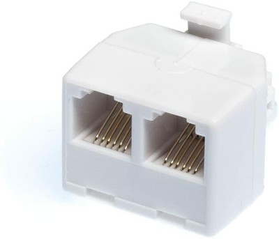 Duplex Modular Phone Wall Jack Adapter (WHITE) RJ11 - Splitter | Two Pack