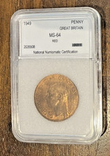 GREAT BRITAIN 1949 KING GEORGE VI 1949 PENNY UNCIRCULATED red/brown