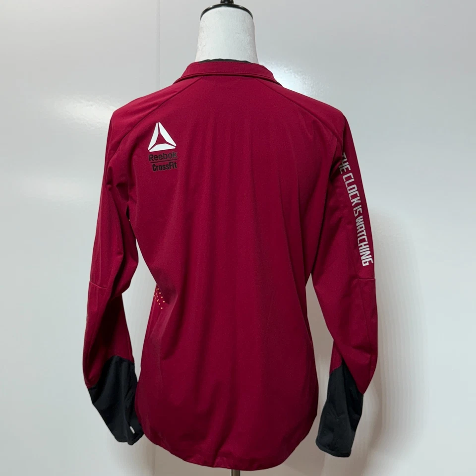 Top Reebok Crossfit Mujer Mediano Rojo Amarillo 1/4 Cremallera Pullover Ropa Activa Camisa Foto 3 de 4