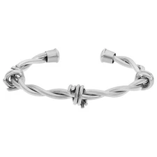 Stainless Steel Barbed Wire Bangle Bracelet - 8.25 Inches Long