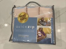QUICKZIP CRIB SHEETS SET: 3 ZIP ON CRIB SHEETS  BASE NEW NURSERY PINK BLUSH