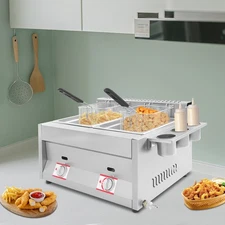 Countertop Gas Deep Fryer Propane Gas Stainless Steel Outdoor Use Round 2 Burner