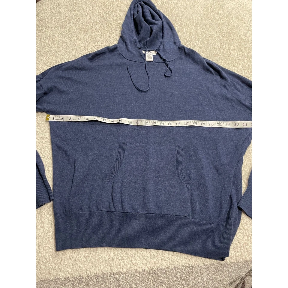 Sudadera Magaschoni Para Mujer Talla XL Con Capucha Rayón Mezcla Cachemira Canguro Pkt Azul Marino Foto 4 de 4