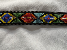 Women's GAP Beaded Leather Belt - Black & Multicolor - Size 30 USA Made