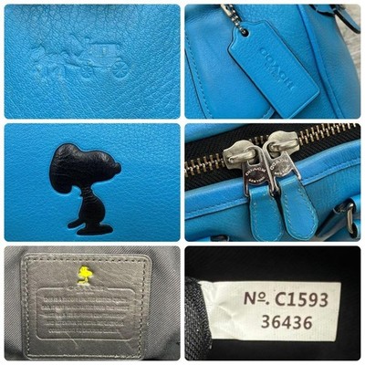 COACH x Peanuts Snoopy Mini Satchel Bag Blue 2Way Crossbody