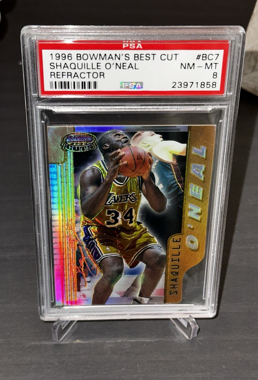 SHAQUILLE O’NEAL BC7 - PSA 8 - BOWMAN’S BEST CUTS - BEST CUTS - REFRACTOR CARD view 4