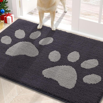 Dog Door Mat for Muddy Paws, Absorbent Dirt Trapper Washable Indoor Doormats, No