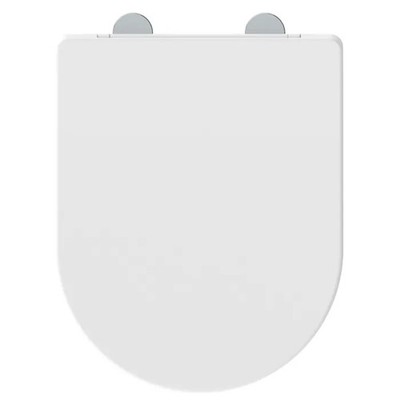 Allibert ADES WC-Sitz Thermodur D-Shape Soft-Close abnehmbar Edelstahl Weiß Matt