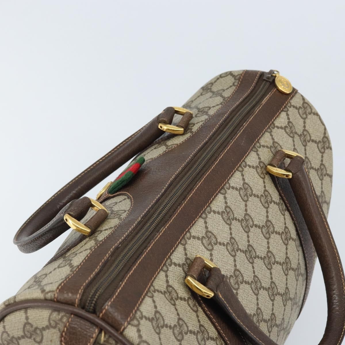GUCCI GG Supreme Web Sherry Line Boston Bag PVC Beige Gold 40 02