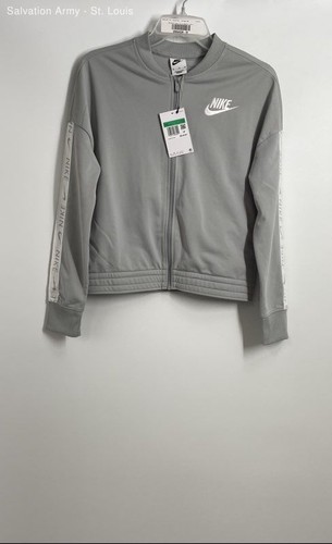 Nike Girls Gray Boxy Long Sleeve Full-Zip Classic Track Jacket Size XL
