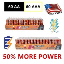 120 Pcs 60 AA & 60 AAA Batteries Heavy Duty 1.5V Battery Office Home Wholesale 0.19 per gallon