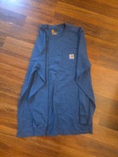 Carhartt Long Sleeve T-Shirt Men's Medium Original Pocket Tee Navy Blue