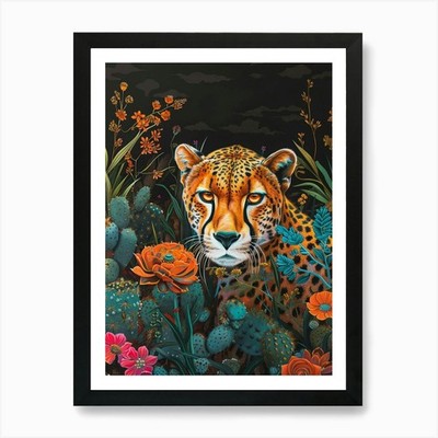 Gepard in der Wüste Kunstdruck gerahmt Wandbild Poster Leinwanddruck Bild