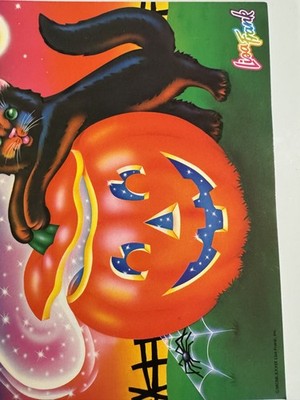 Rare 1989 Lisa Frank Halloween Poster Limited Edition Cat Pumpkin Ghost NOS
