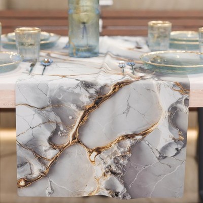 Tischläufer grau Marmor-Effekt 100% Baumwolle PETTI Artigiani Italiani 140x40 cm