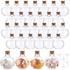 30 Pcs 5 oz Plastic Bottles with Corks, Clear Sand Art Bottles with Funnels, ...