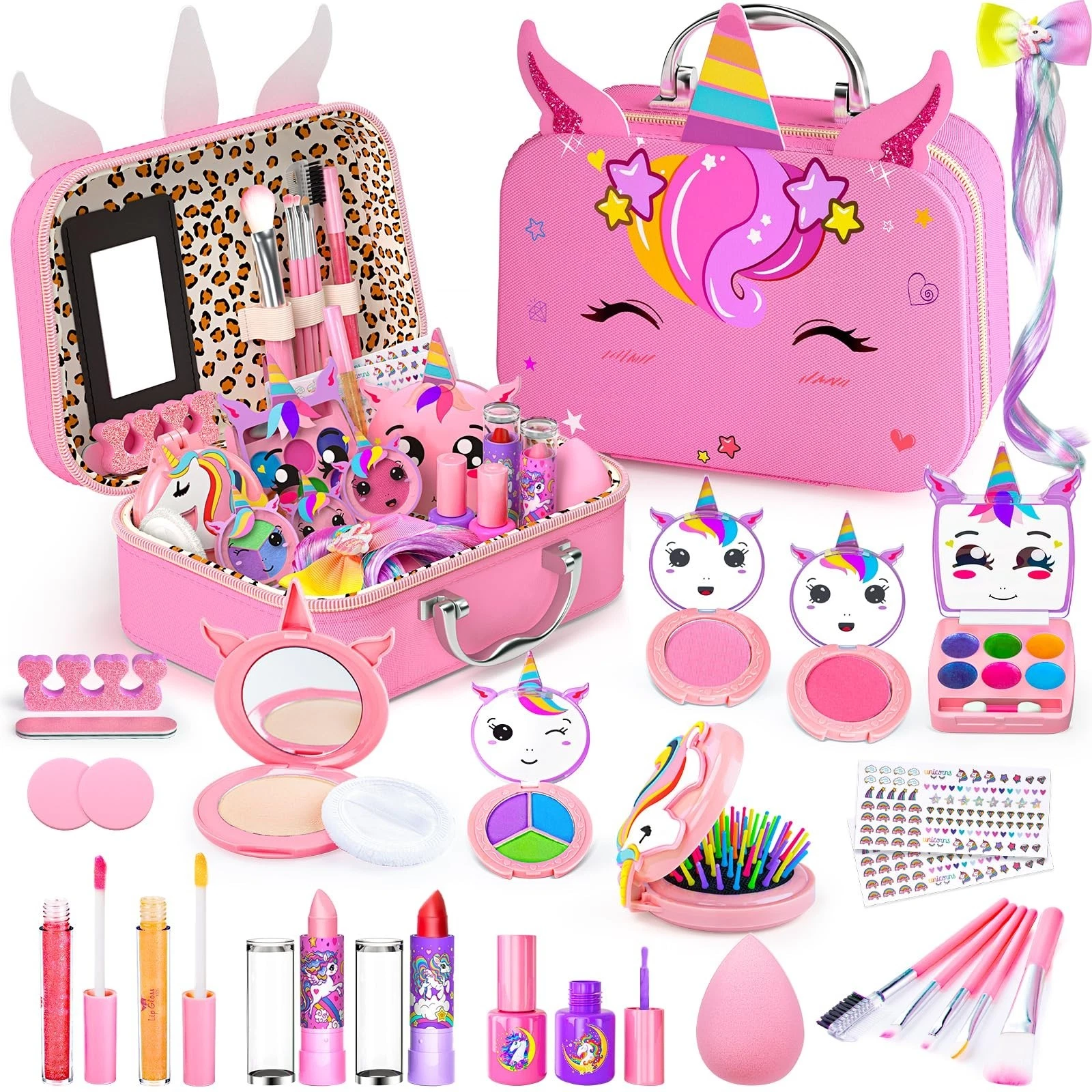 Non-Toxic Washable Kids Makeup Kit - Girls Princess Play Set, Birthday Gift 3-12