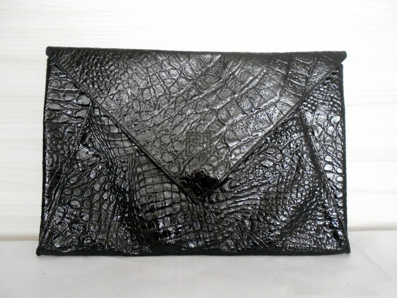 BORSA BORSETTA POCHETTE ORIGINALE FENDI VINTAGE PELLE NERA