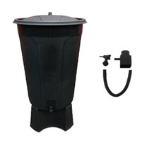 200 LITRE WATERBUTT WITH STAND TAP & LID + DIVERTER KIT MADE IN UK BLACK