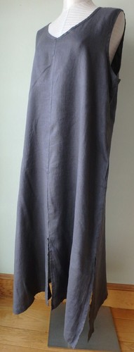 FLAX Designs LINEN DRESS L NWT Open Dress PEWTER - Picture 3 of 8