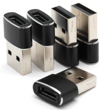 5-Pack USB Type-A Male to USB-C Female Connector Converter Adapters