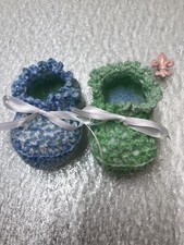 Baby Booties Crochet Handmade Newborn Gift Booties 3 - 9 Month Color Blue Green