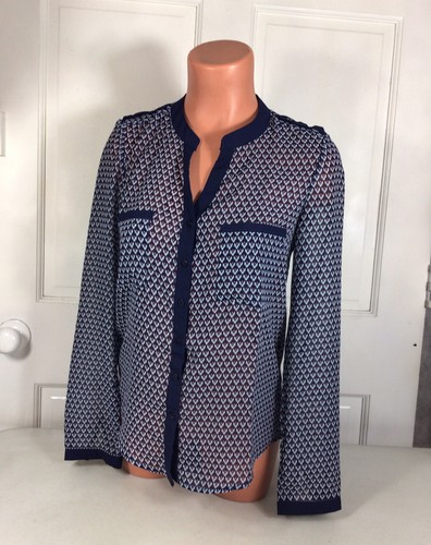 Sheer Blue Executive Blouse Office Siren Womens 8