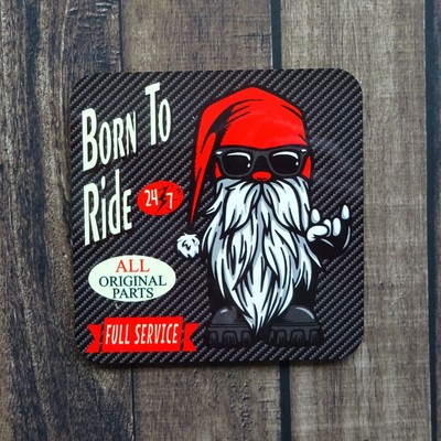 Biker Boy Wichtel Untersetzer - Born To Ride Gonk Kohlefaser - Set 2or4