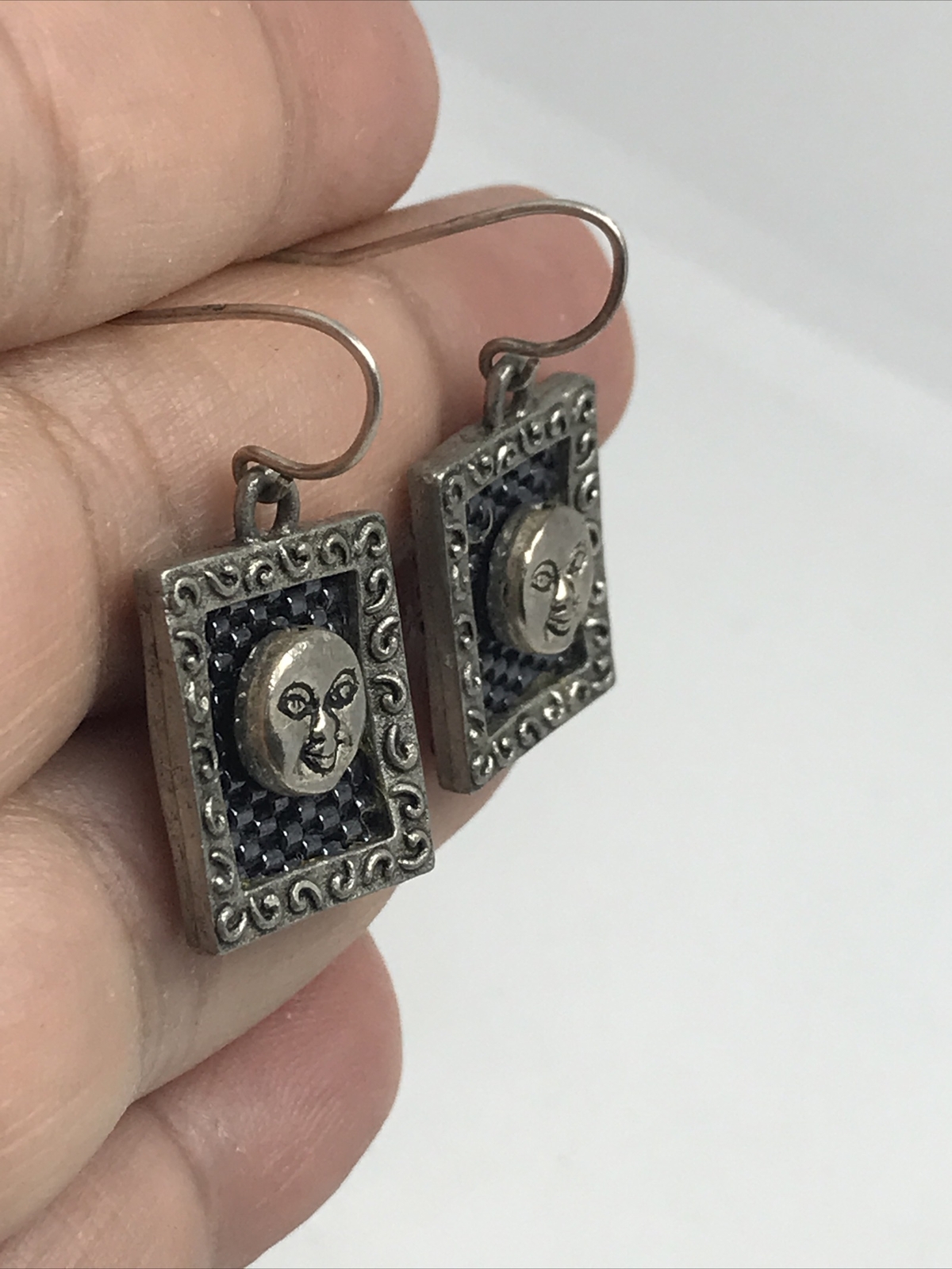 sterling silver moon face earrings - image 1