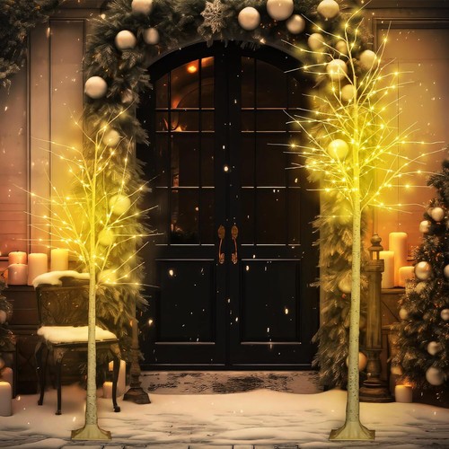 3PCS Lighted Birch Tree,4FT 6FT 8FT Birch Tree w/Fairy Lights Home Holiday Decor - Picture 5 of 6